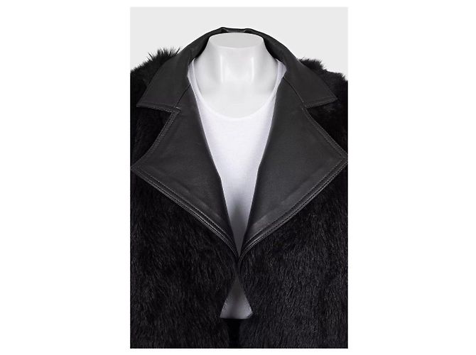 Balmain schwarze Lammlederjacke mit Kunstfell Größe 36 S Gebraucht - Ansicht 4