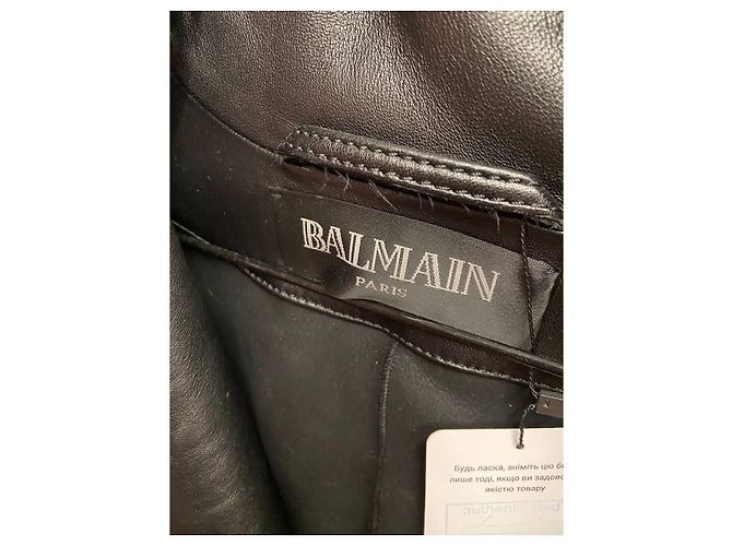 Balmain schwarze Lammlederjacke mit Kunstfell Größe 36 S Gebraucht - Ansicht 6