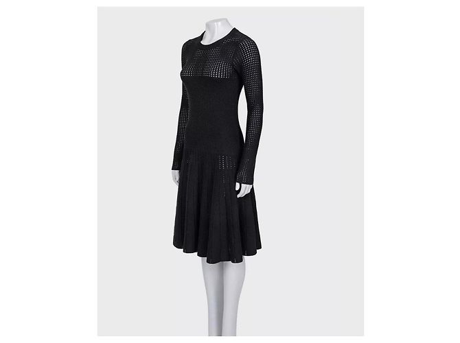 Schwarzes enges perforiertes Reißverschlusskleid Alaïa XS gebraucht - Ansicht 2