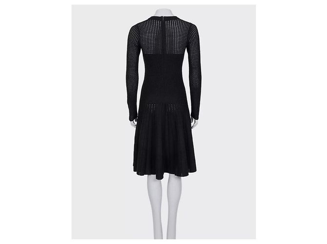 Schwarzes enges perforiertes Reißverschlusskleid Alaïa XS gebraucht - Ansicht 3