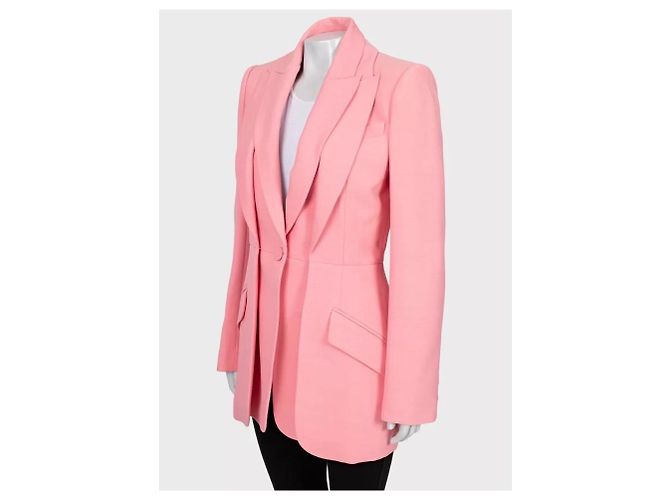 Alexander McQueen Double-Collar Pink Wool Blazer - IT42/M Pre-owned - view 2