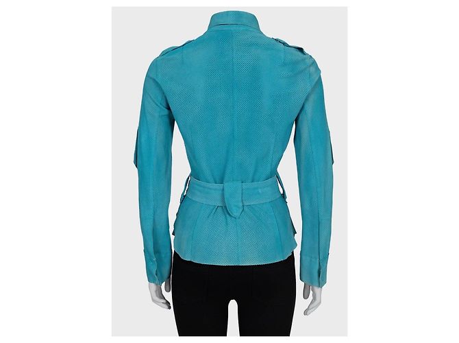 Perforiertes Lederhemd Dolce & Gabbana - Hellblau, M gebraucht - Ansicht 3