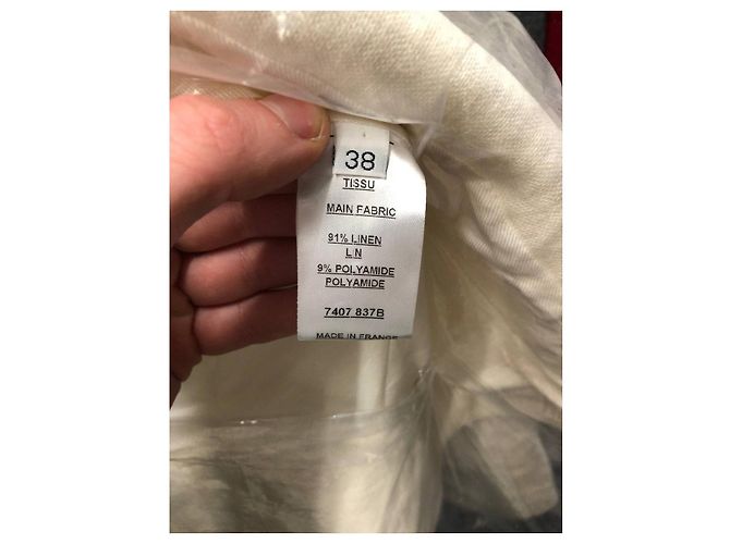 Balmain White Linen Crystal Trim Jacket - Size M (FR38) pre-owned - view 5