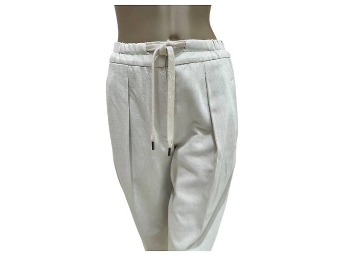 Pantalones de algodón blanco Brunello Cucinelli - Talla 40 De segunda mano - vista 2
