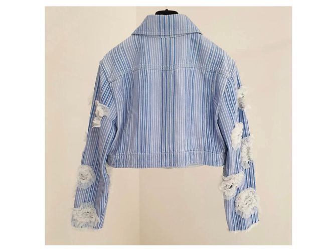 Chanel 2018 Striped Denim Jacket, Size 46 Pre-owned - view 2