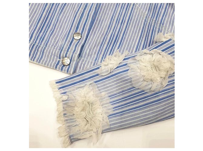 Chanel 2018 Striped Denim Jacket, Size 46 Pre-owned - view 3