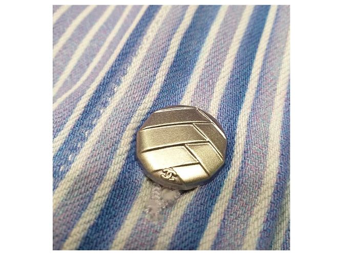 Chanel 2018 Striped Denim Jacket, Size 46 Pre-owned - view 4