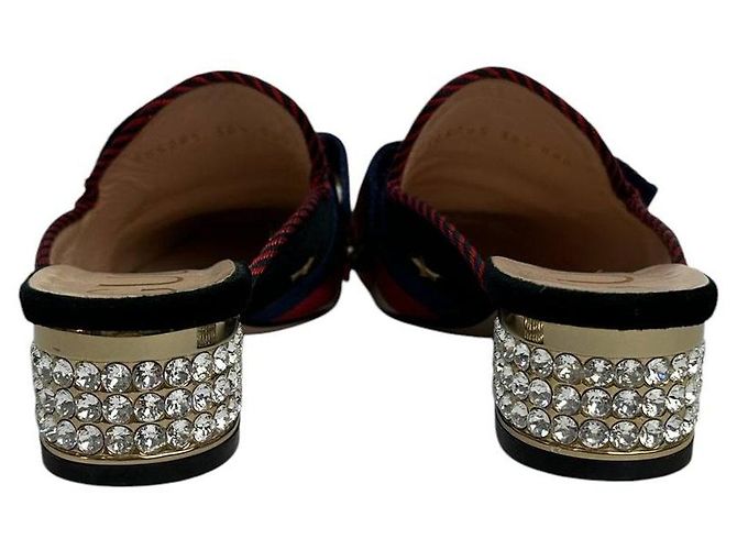 Gucci Damen Mules aus schwarzem Samt mit verziertem Bogen Größe 36,5. Vorbesitz - Ansicht 4