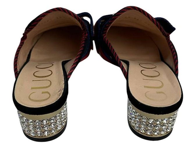 Gucci Damen Mules aus schwarzem Samt mit verziertem Bogen Größe 36,5. Vorbesitz - Ansicht 6