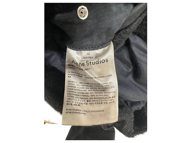 Acne Studios Shearling Leder Bikerjacke - Größe 32 (XXS) Gebraucht - Ansicht 3