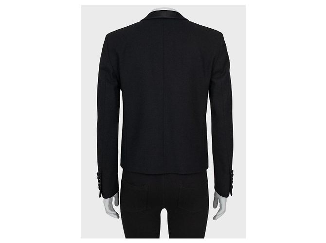 Saint Laurent Black Wool Jacket with Satin Lapels Sz.40/ L Pre-owned - view 3