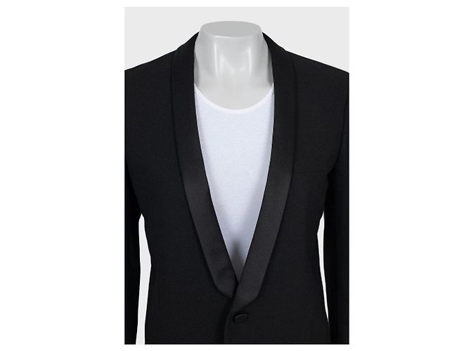 Saint Laurent Black Wool Jacket with Satin Lapels Sz.40/ L Pre-owned - view 4
