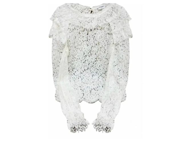 Chanel Bluse aus weißer floraler Spitze Größe 36 Gebraucht - Ansicht 5