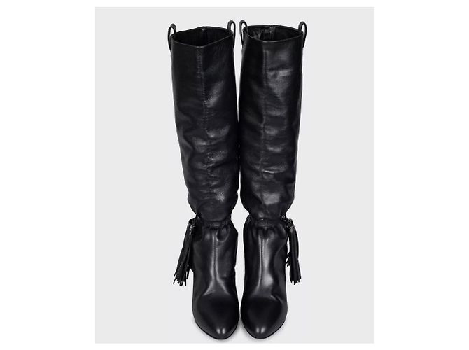 Céline Celine Schwarze Lederfransen Stiefel - Größe 38 Gebraucht - Ansicht 2