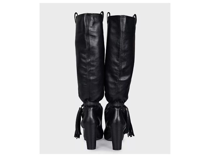Céline Celine Schwarze Lederfransen Stiefel - Größe 38 Gebraucht - Ansicht 5