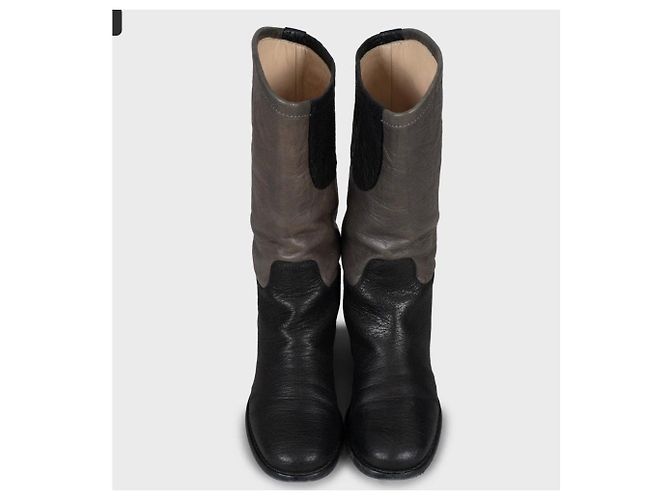 Timeless Chanel Bicolor Lederstiefel - Schwarz & Beige - Größe 36,5 - Gebraucht - Ansicht 2