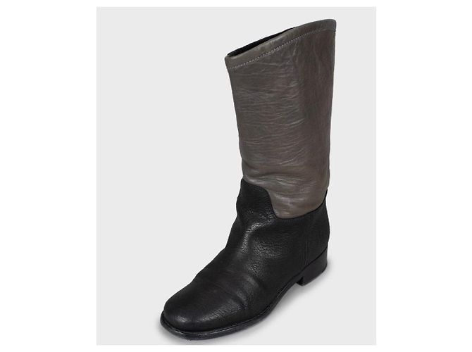 Timeless Chanel Bicolor Lederstiefel - Schwarz & Beige - Größe 36,5 - Gebraucht - Ansicht 3