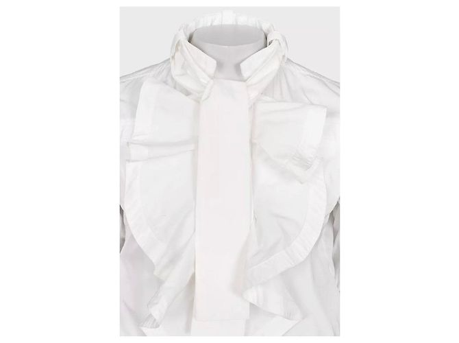 Roberto Cavalli White Ruffled Jacket - Size M Pre-owned - view 4