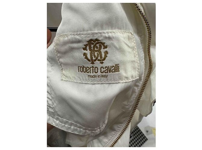 Roberto Cavalli White Ruffled Jacket - Size M Pre-owned - view 5