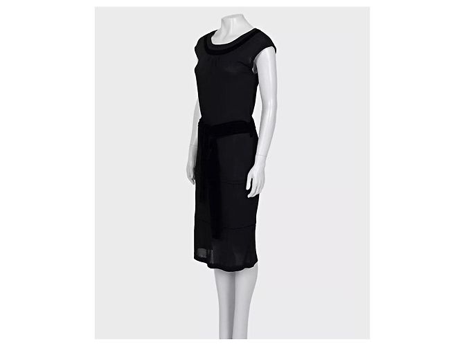 Schwarzes Samtbesatzkleid von Saint Laurent - Größe Groß (L) gebraucht - Ansicht 2