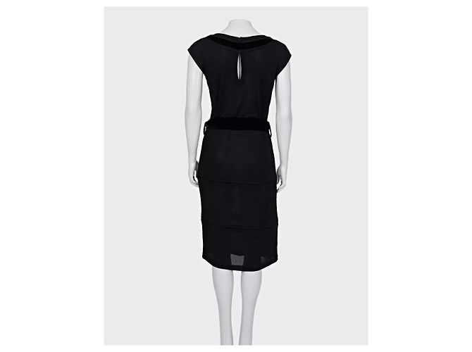 Schwarzes Samtbesatzkleid von Saint Laurent - Größe Groß (L) gebraucht - Ansicht 3