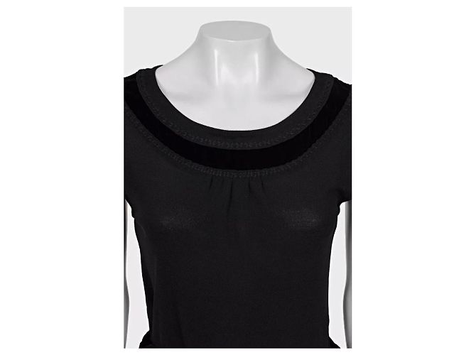 Schwarzes Samtbesatzkleid von Saint Laurent - Größe Groß (L) gebraucht - Ansicht 6