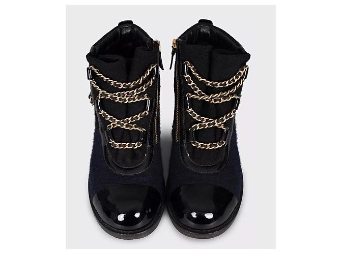 Botas de cadena de textil negro Chanel París-Salzburgo - Talla 39 Usadas - vista 2
