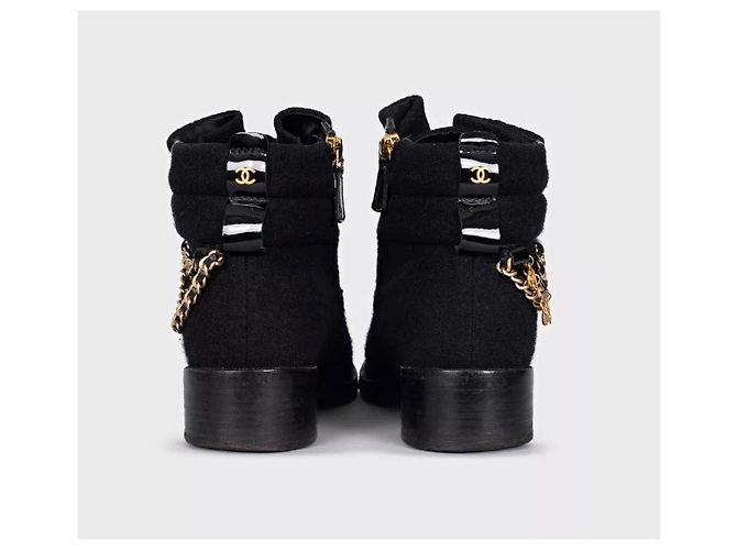 Botas de cadena de textil negro Chanel París-Salzburgo - Talla 39 Usadas - vista 3