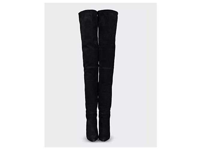 Schwarze Wildleder-Stiefel Balmain x H&M über dem Knie - Größe 39 Gebraucht - Ansicht 2