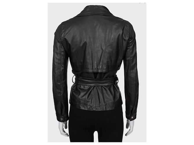 Schwarze Lederjacke mit Gürtel von Gucci - Größe IT40 / S Gebraucht - Ansicht 4