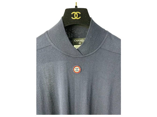 Timeless Chanel Navy Cashmere CC Logo Pullover Größe 40, gebraucht - Ansicht 3