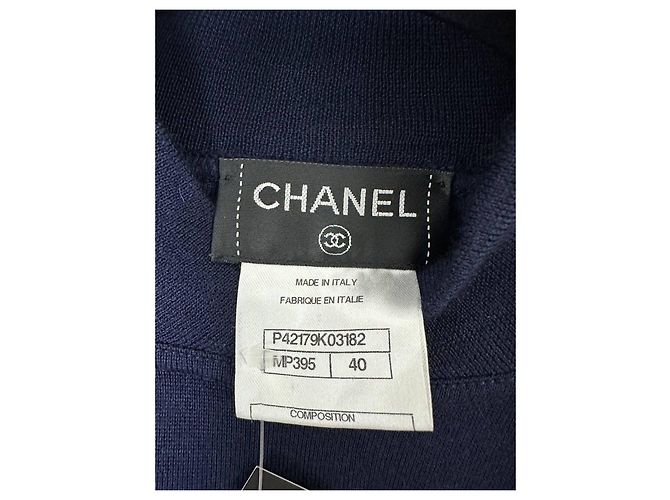Timeless Chanel Navy Cashmere CC Logo Pullover Größe 40, gebraucht - Ansicht 7