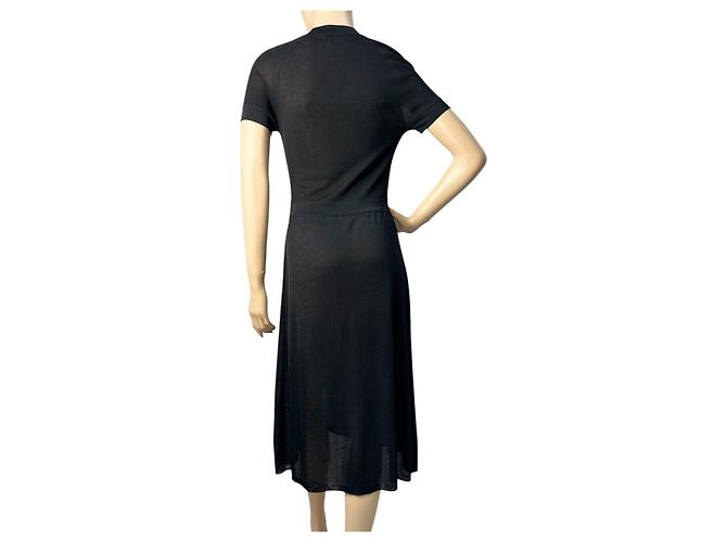 Schwarzes Strick-Midi-Kleid von Chanel Größe 38 Gebraucht - Ansicht 2