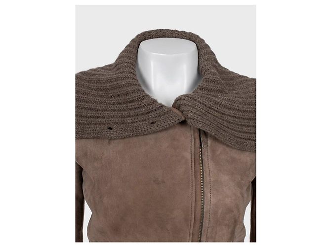 Gucci Kaschmirkragen Gürtel Shearling Lederjacke Größe 40 Gebraucht - Ansicht 4