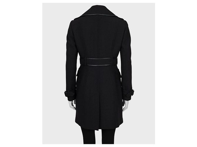 Burberry Black Double-Breasted Wool Blend Coat - UK8/S Pre-owned - view 3