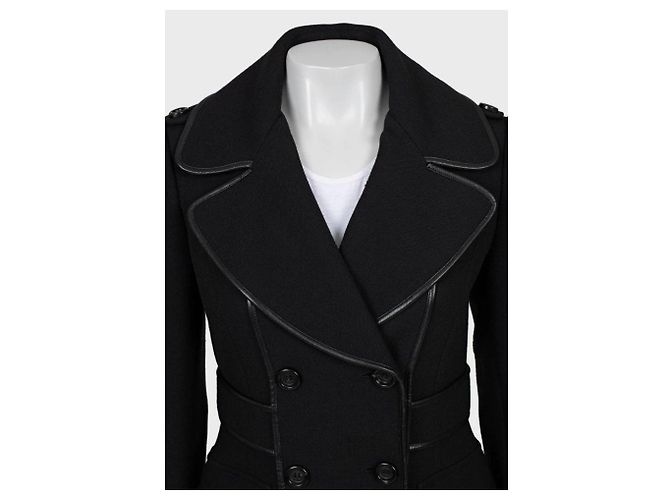 Burberry Black Double-Breasted Wool Blend Coat - UK8/S Pre-owned - view 4