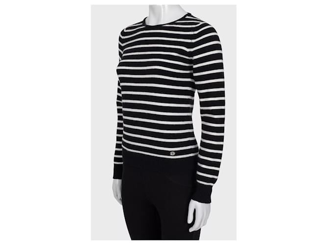 Timeless Chanel gestreifter Kurzflor-Strickpullover - Größe S gebraucht - Ansicht 2