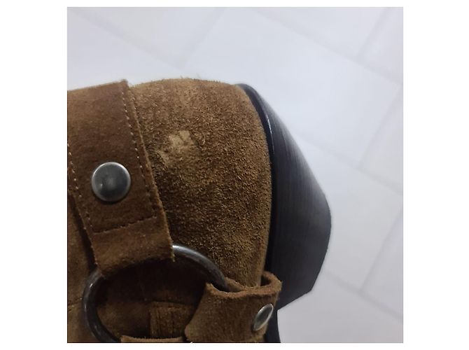 Botas de Tobillo WEST HARNESS de Ante Marrón SAINT LAURENT Talla 38.5 Pre-owned - vista 10