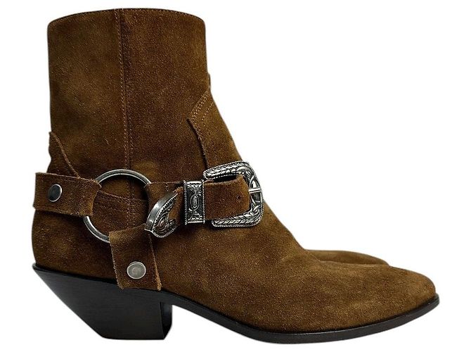 Botas de Tobillo WEST HARNESS de Ante Marrón SAINT LAURENT Talla 38.5 Pre-owned - vista 2