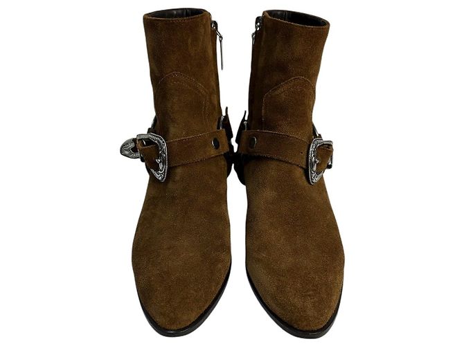 Botas de Tobillo WEST HARNESS de Ante Marrón SAINT LAURENT Talla 38.5 Pre-owned - vista 3