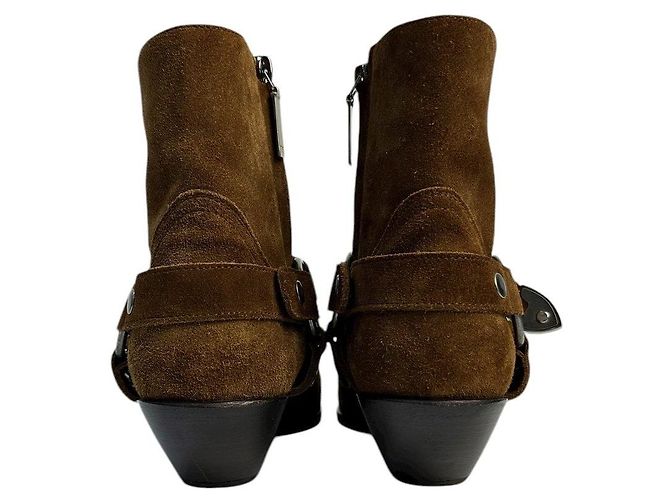 Botas de Tobillo WEST HARNESS de Ante Marrón SAINT LAURENT Talla 38.5 Pre-owned - vista 4