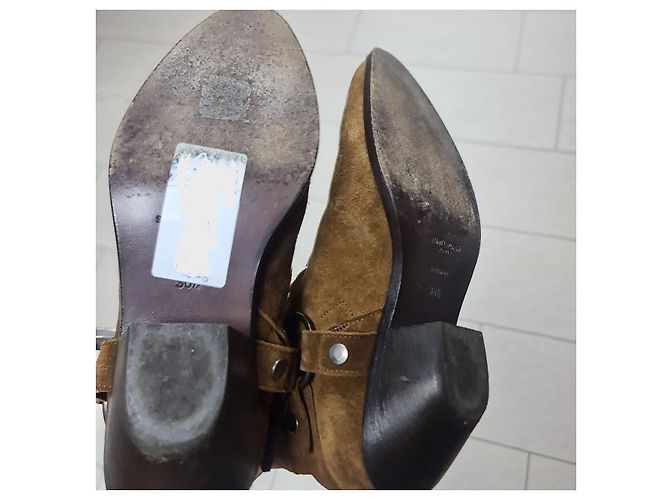 Botas de Tobillo WEST HARNESS de Ante Marrón SAINT LAURENT Talla 38.5 Pre-owned - vista 9