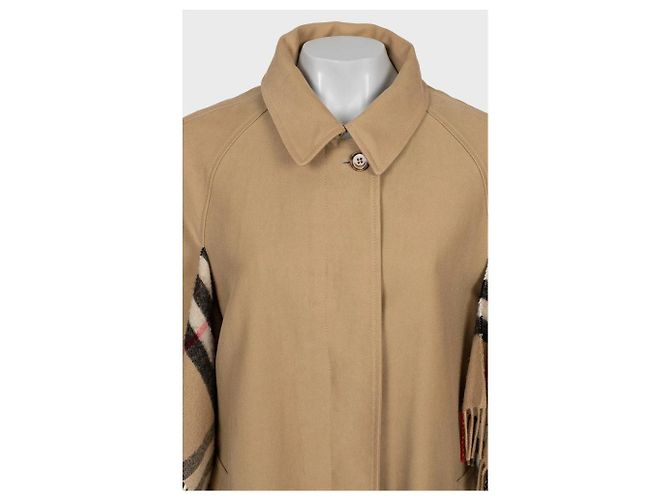 Manteau en coton beige à carreaux Burberry - Taille UK10 / M D'occasion - vue 4