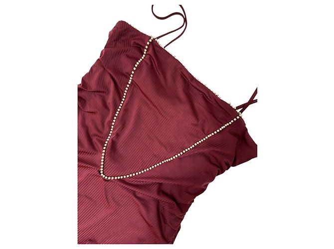 Bañador Chanel perlas burdeos Talla 42 de segunda mano - vista 3