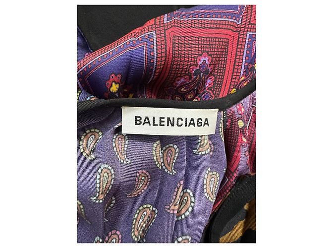 Abito sciarpa con stampa floreale e logo BALENCIAGA in multicolore usato - vista 4