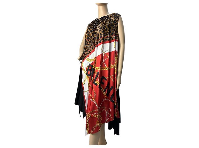 Abito sciarpa con stampa floreale e logo BALENCIAGA in multicolore usato - vista 6