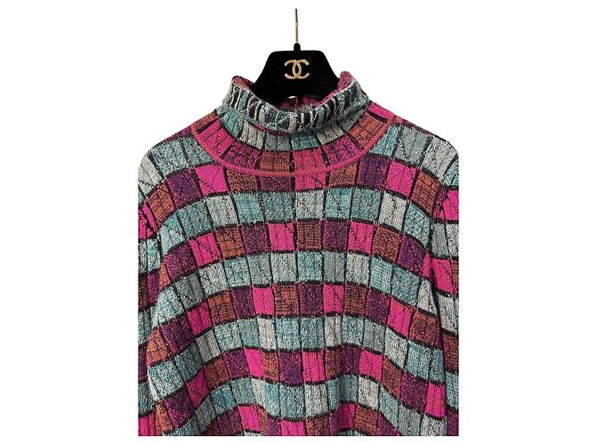 Chanel 2018 Paris-Hamburg Blauer gestreifter Rollkragenpullover Größe 38 Gebraucht - Ansicht 3