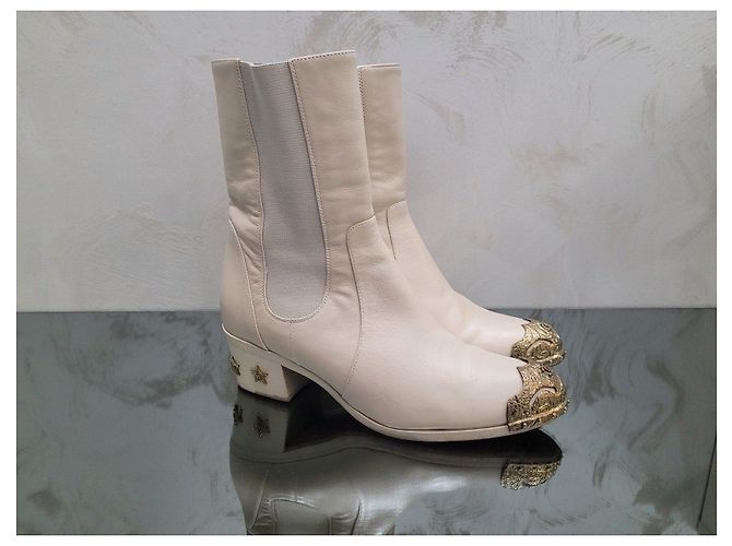Botines de cuero beige Chanel Paris-Dallas - Talla 37 Usado - vista 7