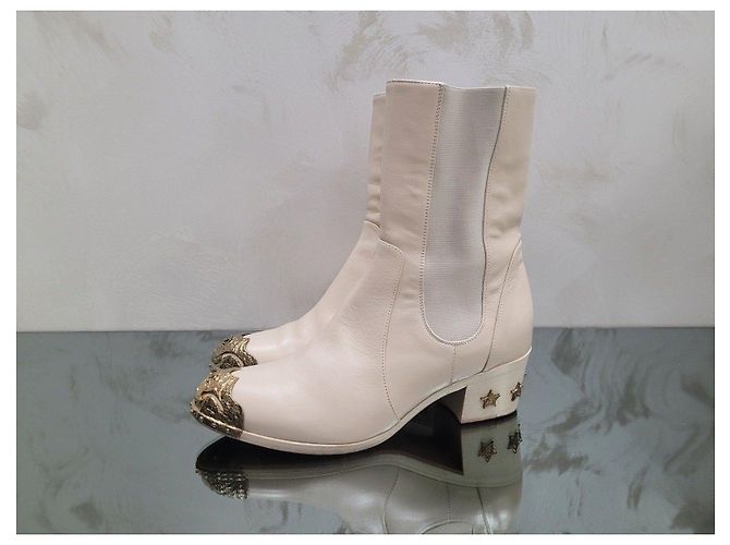 Botines de cuero beige Chanel Paris-Dallas - Talla 37 Usado - vista 9