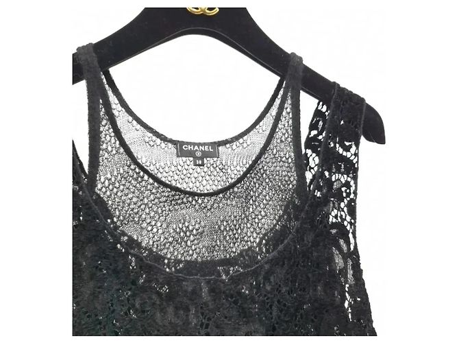 CHANEL COCO Top de Punto de Cachemira de Rayón con Botones de Encaje en Capas Talla 38 de segunda mano - vista 3